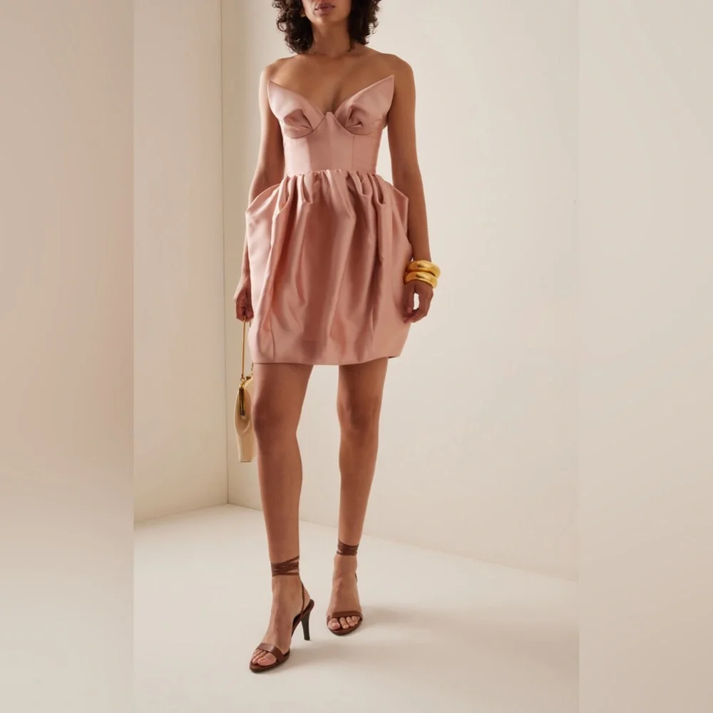 NWOT Zimmermann Matchmaker Bustier Wool-Silk Blush Pink Mini Dress 0 - Picture 1 of 16